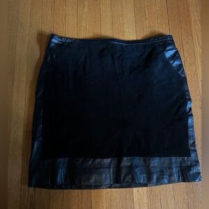 M&S Autograph Mixed Suede and Leather Black Mini Skirt, Size 8